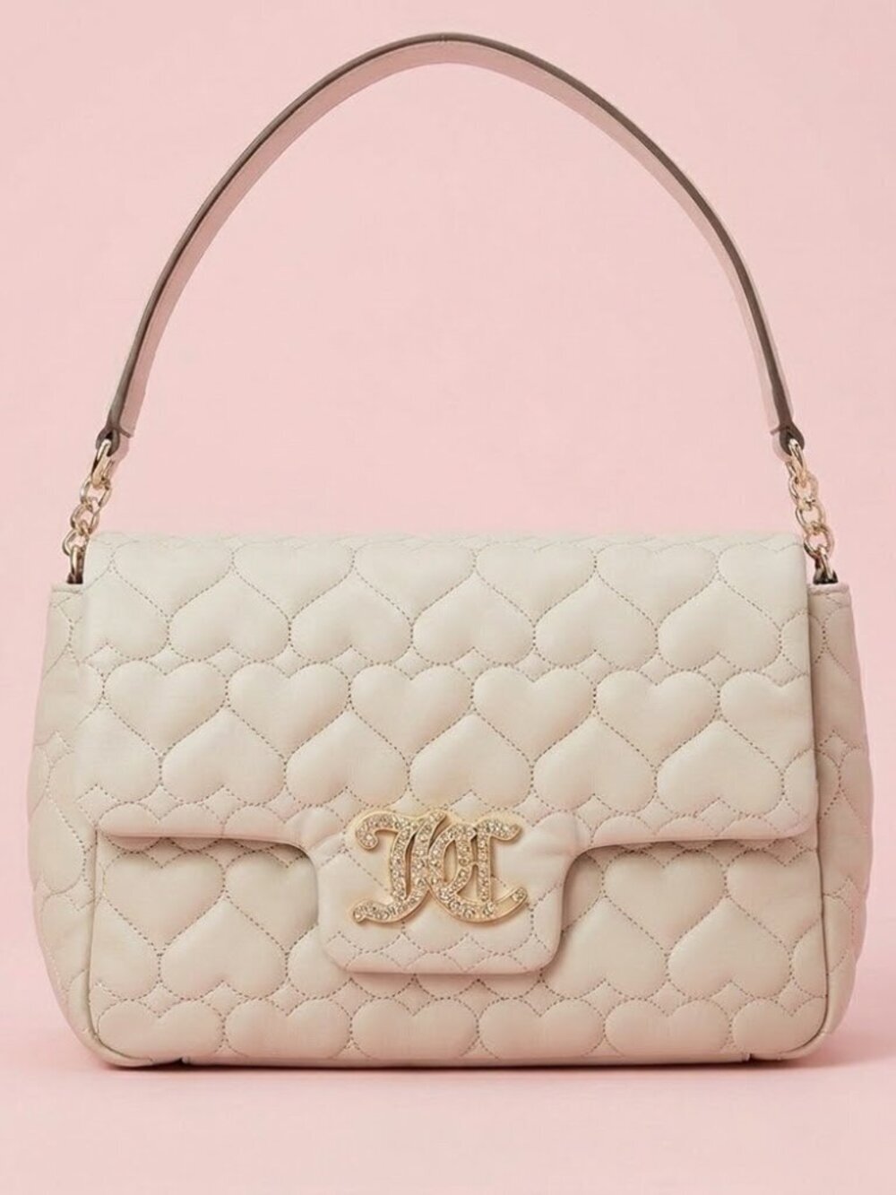 NWT Juicy Couture Bling Heart Embodied Cream/Beige Handbag‎​